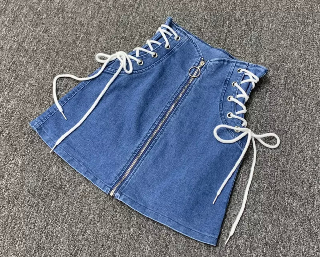 Lace Up Denim Skirt – ShopMarjoe