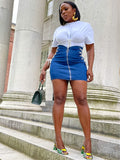 Lace Up Denim Skirt